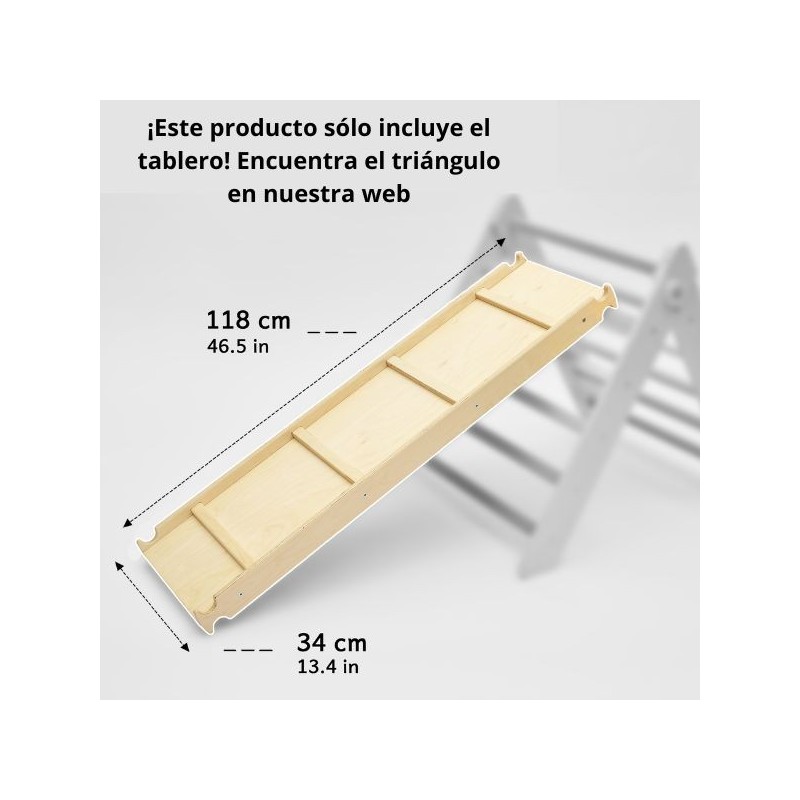 Tabla de doble cara de madera para triángulo Pikler - largo - tobogán y escalera - juguete infantil Busykids