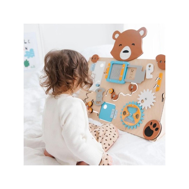 Tablero de actividades "pequeño osito" - de madera - juguete infantil y puzzle de pared Busykids