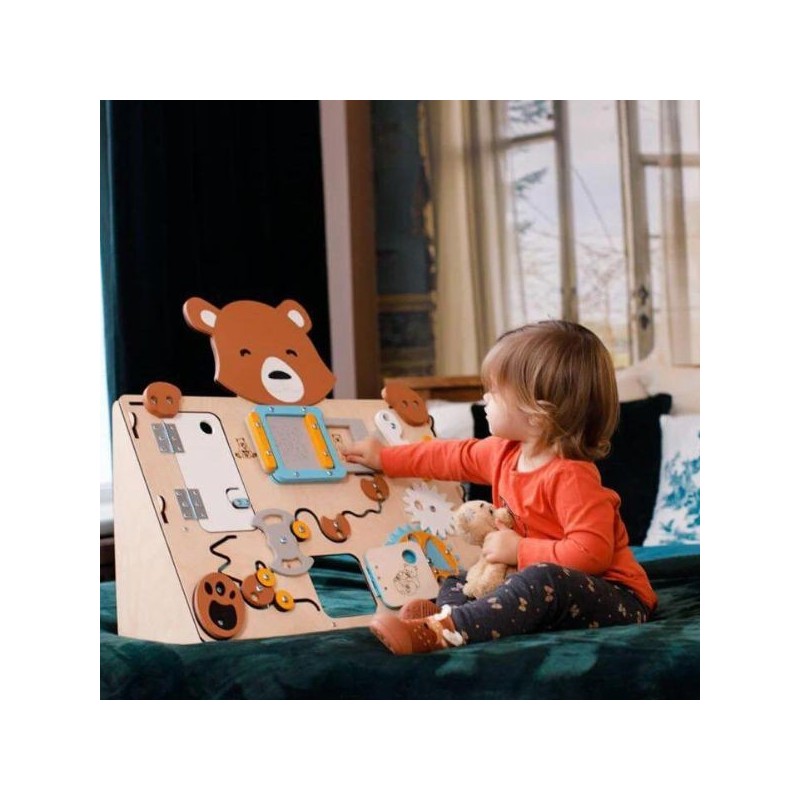 Tablero de actividades "pequeño osito" - de madera - juguete infantil y puzzle de pared Busykids