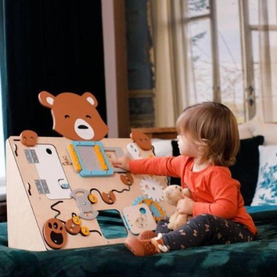 Tablero de actividades "pequeño osito" - de madera - juguete infantil y puzzle de pared Busykids