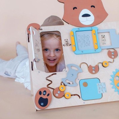 Tablero de actividades "pequeño osito" - de madera - juguete infantil y puzzle de pared Busykids