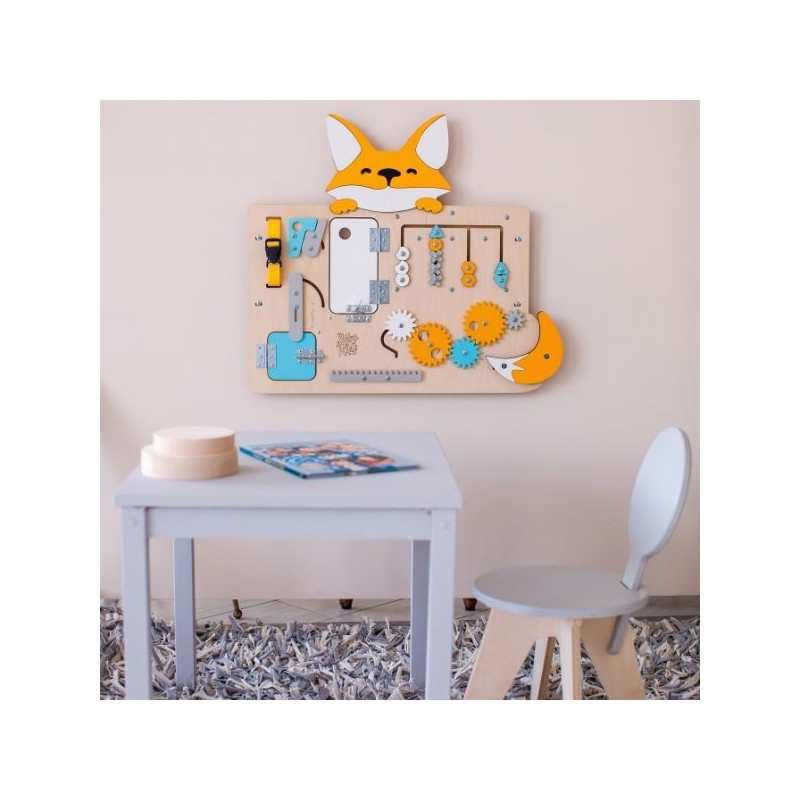 Tablero de actividades pequeño zorrito de madera - juguete infantil Busykids