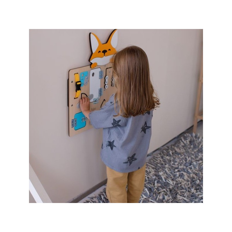 Tablero de actividades pequeño zorrito de madera - juguete infantil Busykids