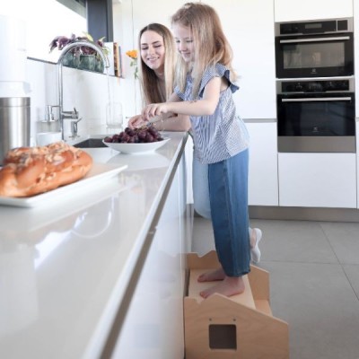 Taburete de dos escalones de madera infantil Montessori Busykids