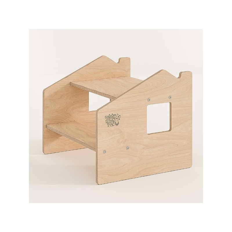 Taburete de dos escalones de madera infantil Montessori Busykids