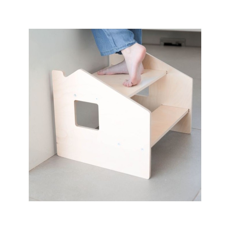 Taburete de dos escalones de madera infantil Montessori Busykids