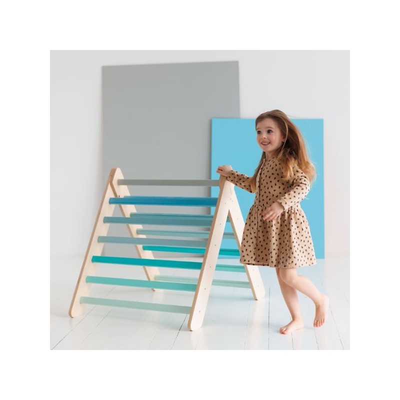 Triángulo Pikler de madera - colores menta nórdicos - juguete infantil para trepar Busykids