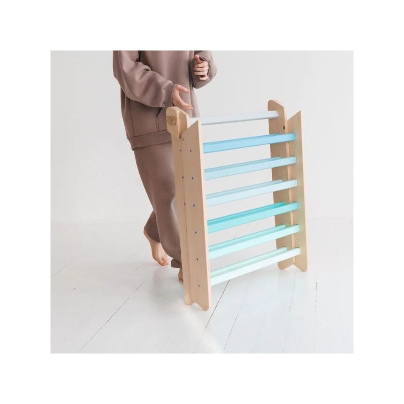 Triángulo Pikler de madera - colores menta nórdicos - juguete infantil para trepar Busykids