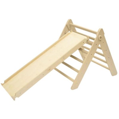 Triángulo Pikler y tobogán/escalera de madera - color madera natural Busykids