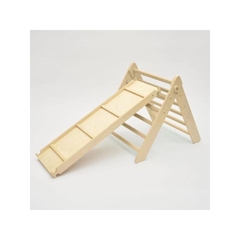 Triángulo Pikler y tobogán/escalera de madera - color madera natural Busykids