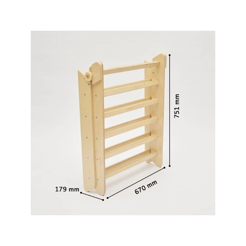 Triángulo Pikler y tobogán/escalera de madera - color madera natural Busykids