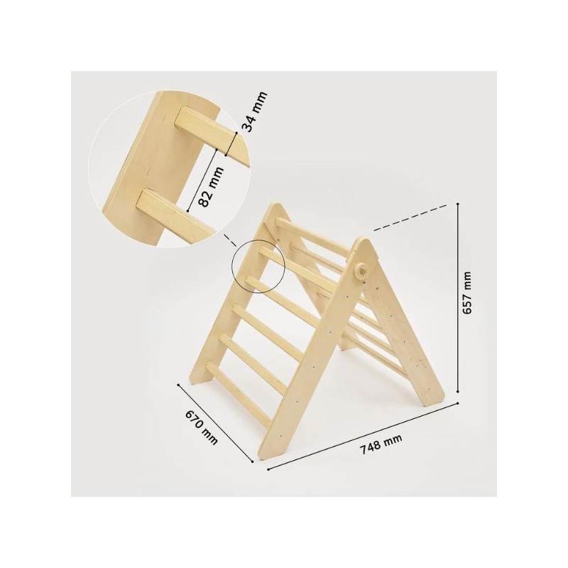 Triángulo Pikler y tobogán/escalera de madera - color madera natural Busykids