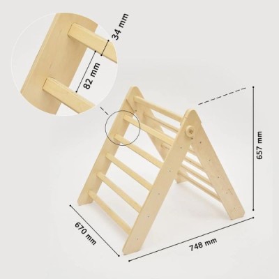 Triángulo Pikler y tobogán/escalera de madera - color madera natural Busykids