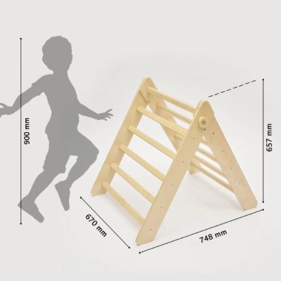 Triángulo Pikler y tobogán/escalera de madera - color madera natural Busykids