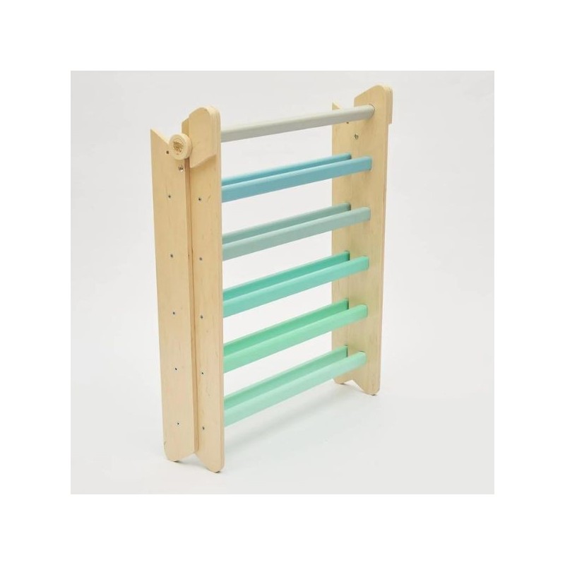 Triángulo Pikler y tobogán/escalera de madera - colores menta - juguete infantil para trepar Busykids