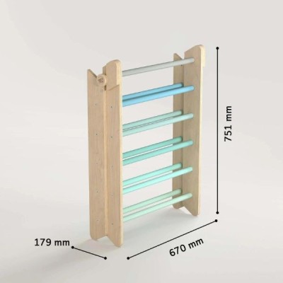 Triángulo plegable de Motricidad Pikler con bloqueo - barras redondas - Colores menta Busykids