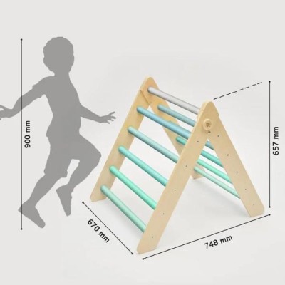 Triángulo plegable de Motricidad Pikler con bloqueo - barras redondas - Colores menta Busykids