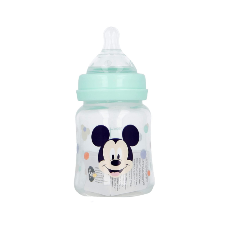 Biberón con tetina redonda de silicona 3 posiciones de 150 ml con sistema anticólicos | Mickey Mouse (Disney Baby) Labores Bella