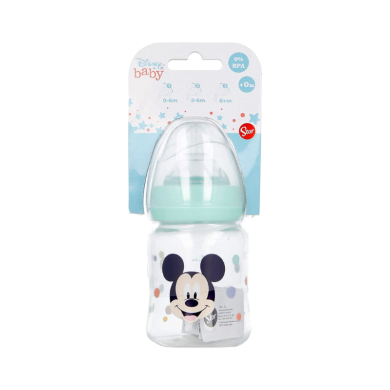 Biberón con tetina redonda de silicona 3 posiciones de 150 ml con sistema anticólicos | Mickey Mouse (Disney Baby) Labores Bella