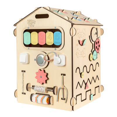 Casa de juegos sensorial y de actividades infantil - Madera - Montessori - Plegable - Fácil de guardar Busykids