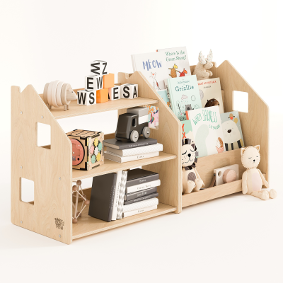 Estanterías infantiles de madera para Libros y Juguetes - Conjunto ahorro - Montessori Busykids