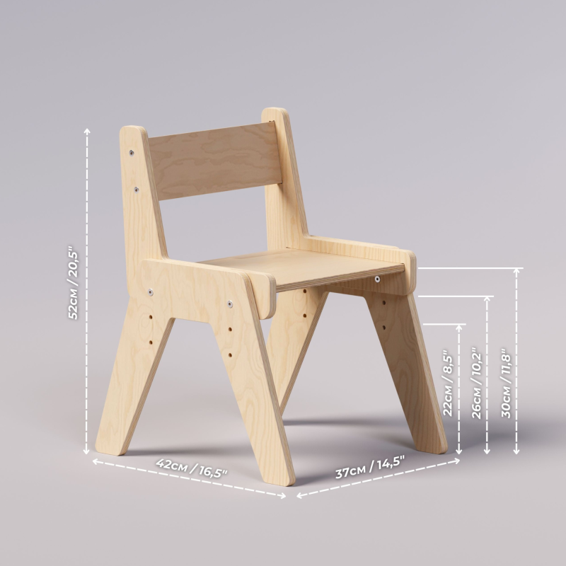 Conjunto Mesa y silla evolutiva infantil de madera - Montessori - Ajustables en altura Busykids