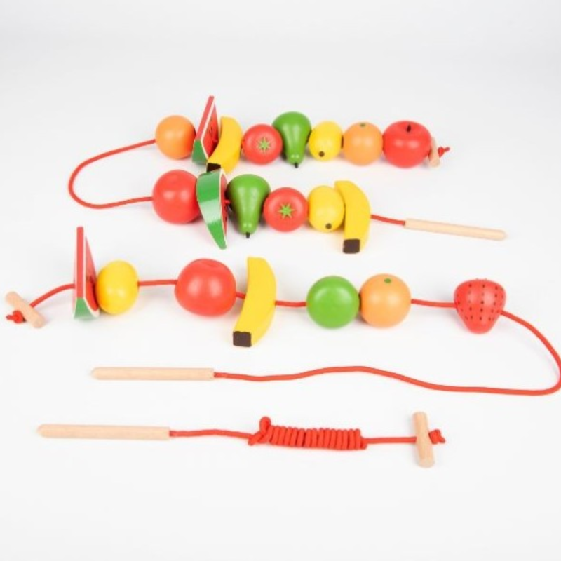 Cordón con 24 frutas de madera para enhebrar y unir - Tickit Labores Bella