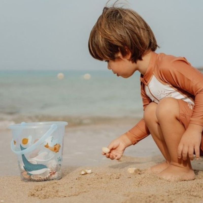 Cubo de playa 19 cm infantil azul Bahía de los marineros - Sailors Bay Little Dutch TocToys