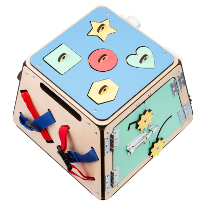 Cubo trapezoidal de actividades Los Tesoros - de madera infantil Busykids