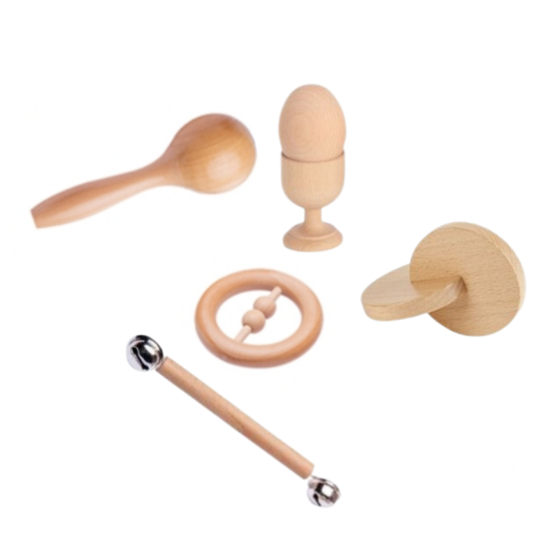 Kit sonajeros y juguetes de madera infantil Labores Bella
