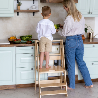 Torre de aprendizaje plegable de madera Montessori altura regulable