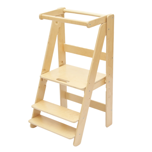 Torre de aprendizaje plegable de madera Montessori altura regulable 2