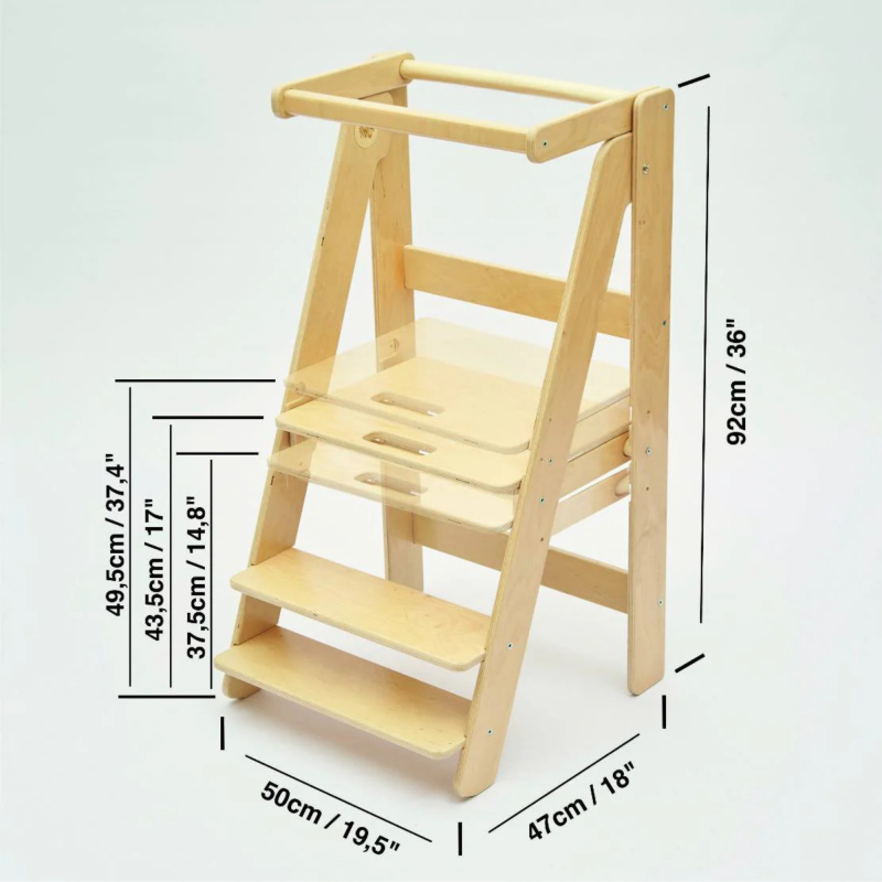 Torre de aprendizaje plegable de madera Montessori altura regulable