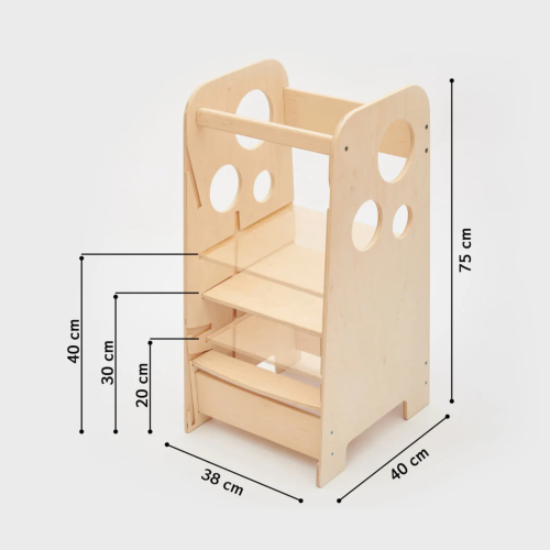 Torre de Aprendizaje en Crecimiento sin barniz - Autonomía y participación - Altura regulable 2