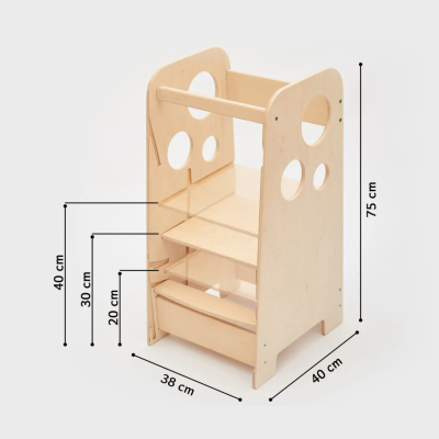 Torre de Aprendizaje en Crecimiento sin barniz - Autonomía y participación - Altura regulable