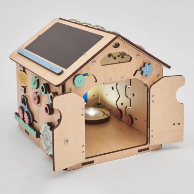 Casa de juegos sensorial y de actividades infantil MINI - Madera - Montessori Busykids