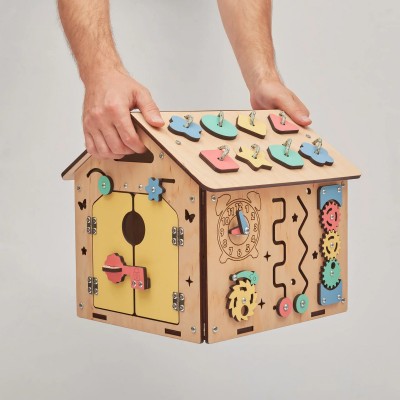 Casa de juegos sensorial y de actividades infantil MINI - Madera - Montessori Busykids